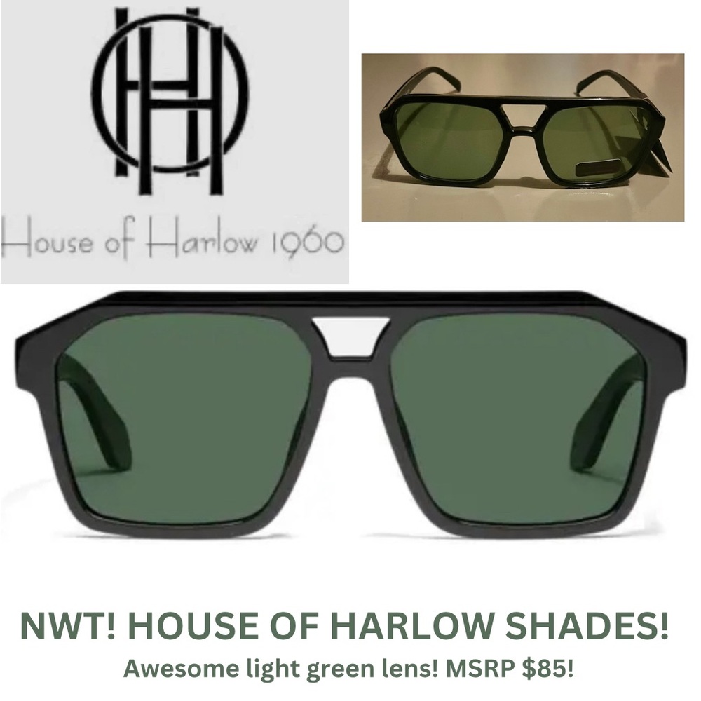 NWT! HOUSE OF HARLOW 1960 SUNGLASSES! BADA$$! POLARIZED, AWESOME GREEN L…